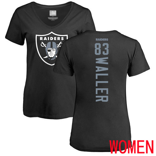 Oakland Raiders Black Women Darren Waller Backer NFL Football #83 T Shirt